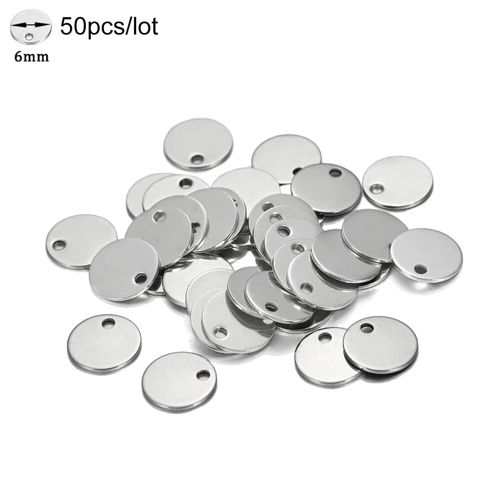 10-50Pcs Gold Stainless Steel Customized Dog Tag Heart-Shaped Oval Blanks Charm Pendant Charms For DIY Jewelry Making Supplies Vera Lux
