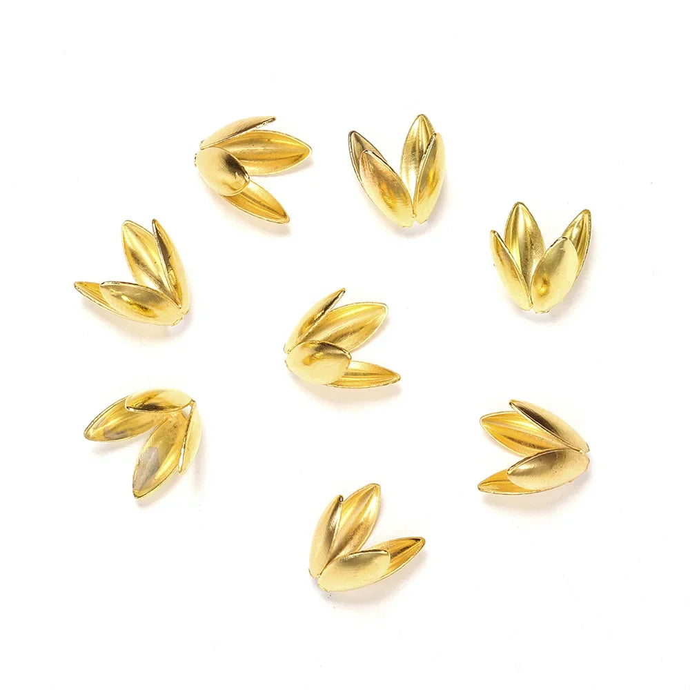 100pcs/lot Four Leaves Flower Metal Bulk Loose Sparer Caps Petal Apart End Bead Caps For Jewelry Making Bracelet Findings Vera Lux