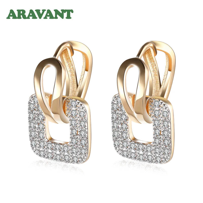 Aravant 925 Silver 18K Gold Square Hoop Earrings For Women Wedding Party Fashion Jewelry Vera Lux