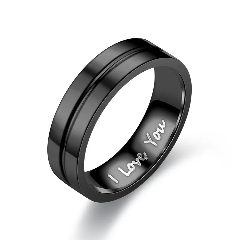 Fashion Stainless Steel Couple Engagement Rings For Women Men Crystal I LOVE YOU Ring 2021 Wedding Jewelry Gift Vera Lux