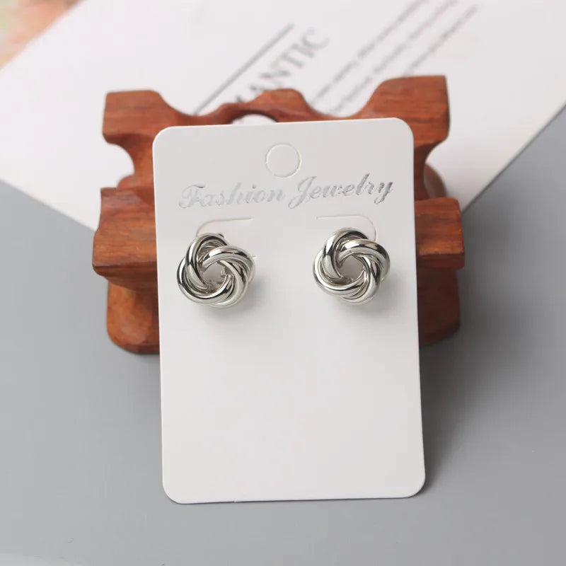 Tiny Metal Stud Earrings for Women Gold Color Twist Round Earrings Small Unusual Earrings boucles d'oreilles Fashion Jewelry Vera Lux