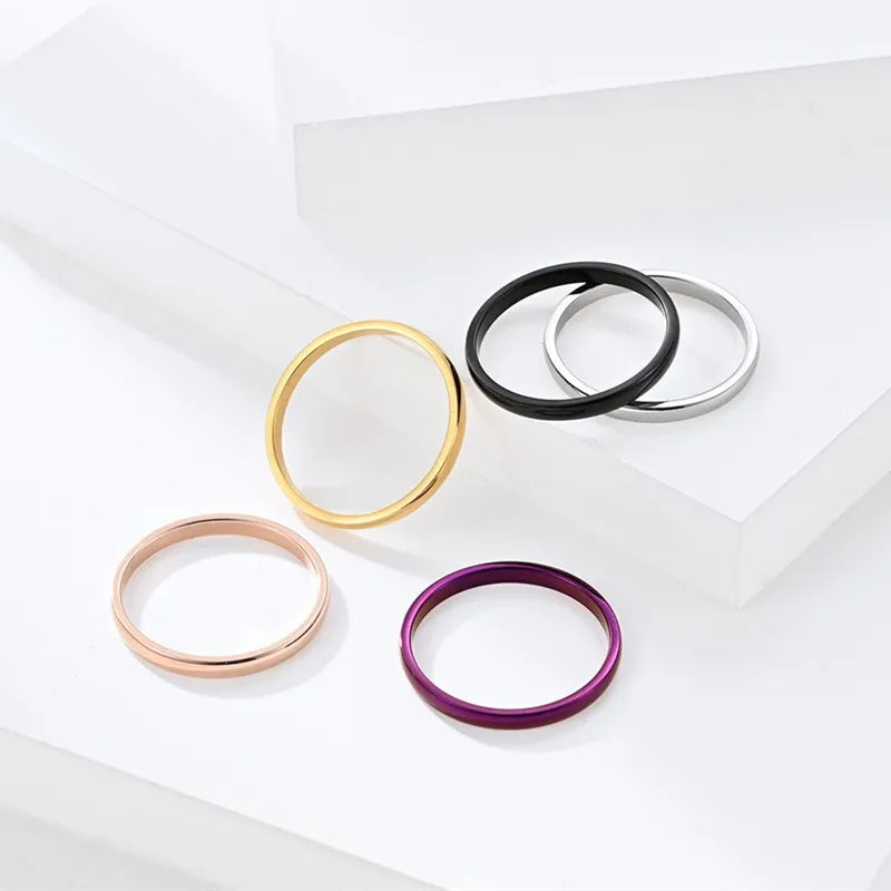 2mm Thin Stackable Ring Stainless Steel Couple Rings for Women Men Size 4-12 Vera Lux