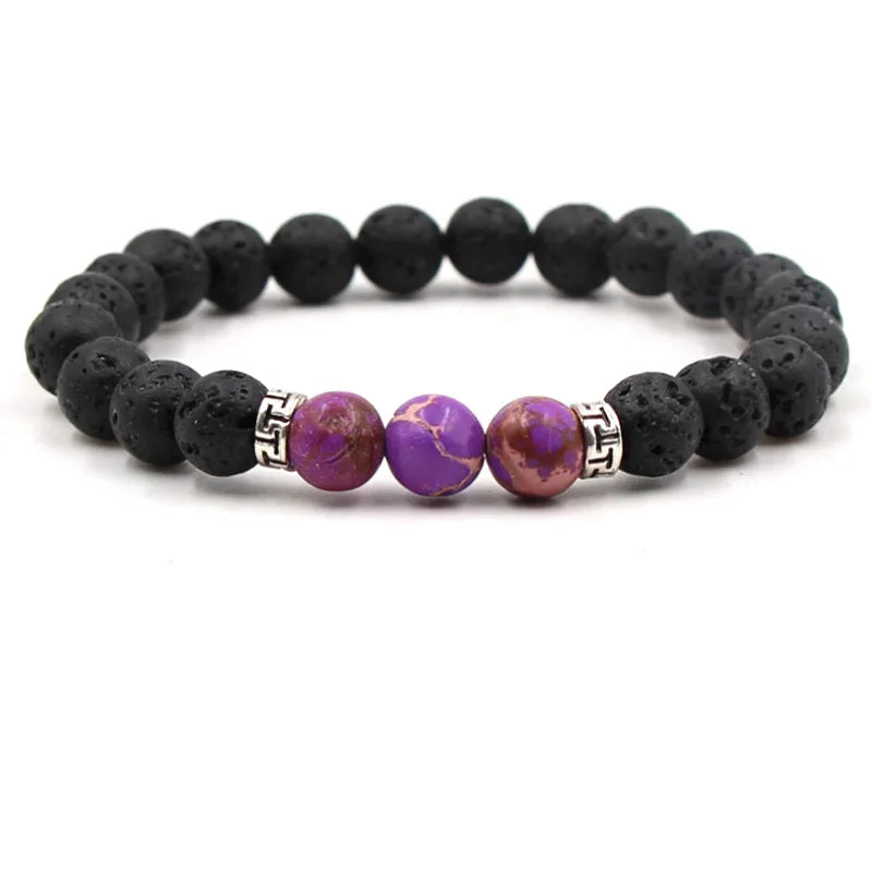 8MM Natural Stone Beaded Chain bracelets For Women Men Couple Lava Rock Healing Balance Beads Reiki Buddha Chakra Bangle Jewelry Vera Lux