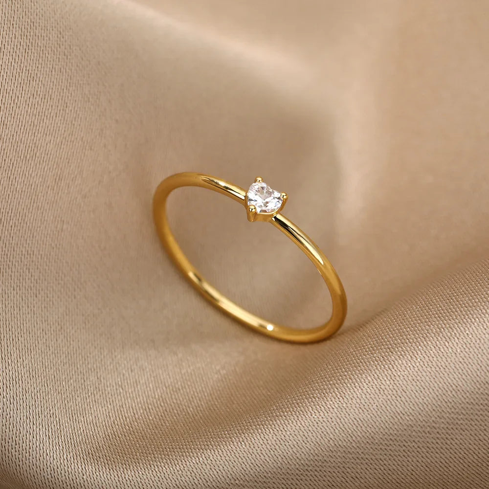 Zircon Little Heart Rings For Women Minimalism Heart Ring Stainless Steel Finger Dainty Ring Valentine Gifts Free Shipping Vera Lux