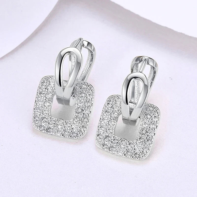 Aravant 925 Silver 18K Gold Square Hoop Earrings For Women Wedding Party Fashion Jewelry Vera Lux