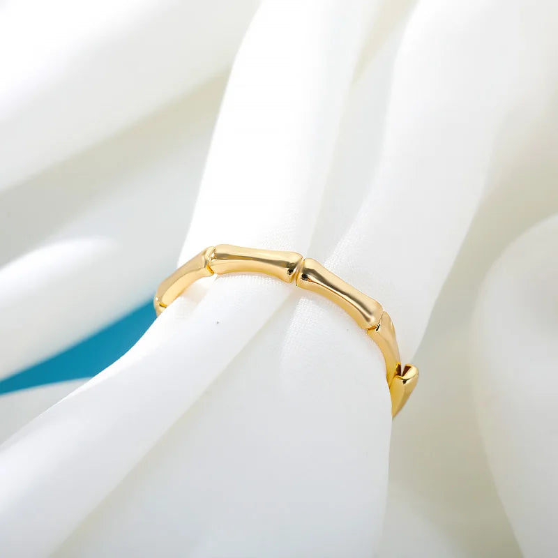 Stainless Steel Bamboo Joint Rings For Women Men Silver Color Open Adjustable Male Female Engagement Wedding Ring Jewelry Vera Lux