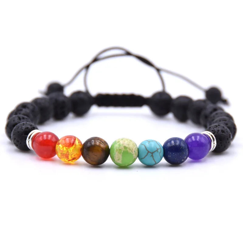 8MM Natural Stone Beaded Chain bracelets For Women Men Couple Lava Rock Healing Balance Beads Reiki Buddha Chakra Bangle Jewelry Vera Lux
