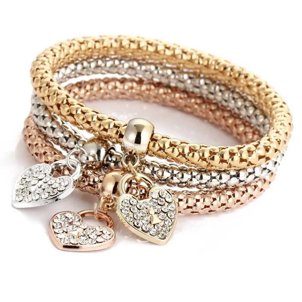 3colors/Lot Elastic Bracelets & Bangle For Women Crystal Tree of Life Owl Key lock Music Note Owl Butterfly Heart Charm Jewelry Vera Lux