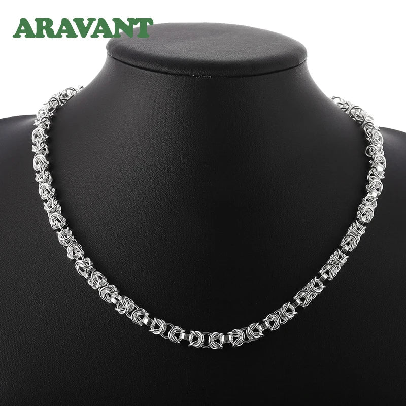 Aravant 925 Silver 7mm Link Chain Necklace Bracelet Set For Women Fashion Jewelry Vera Lux