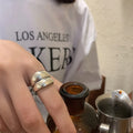 VENTFILLE 925 Silver New Thick Simple Wave Light-shaped Solid Double-layer Rings Trendy Couple Ring Female Gift Vera Lux