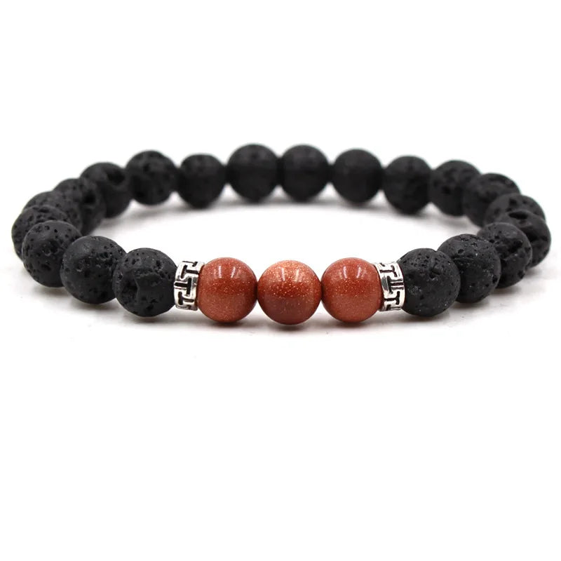 8MM Natural Stone Beaded Chain bracelets For Women Men Couple Lava Rock Healing Balance Beads Reiki Buddha Chakra Bangle Jewelry Vera Lux