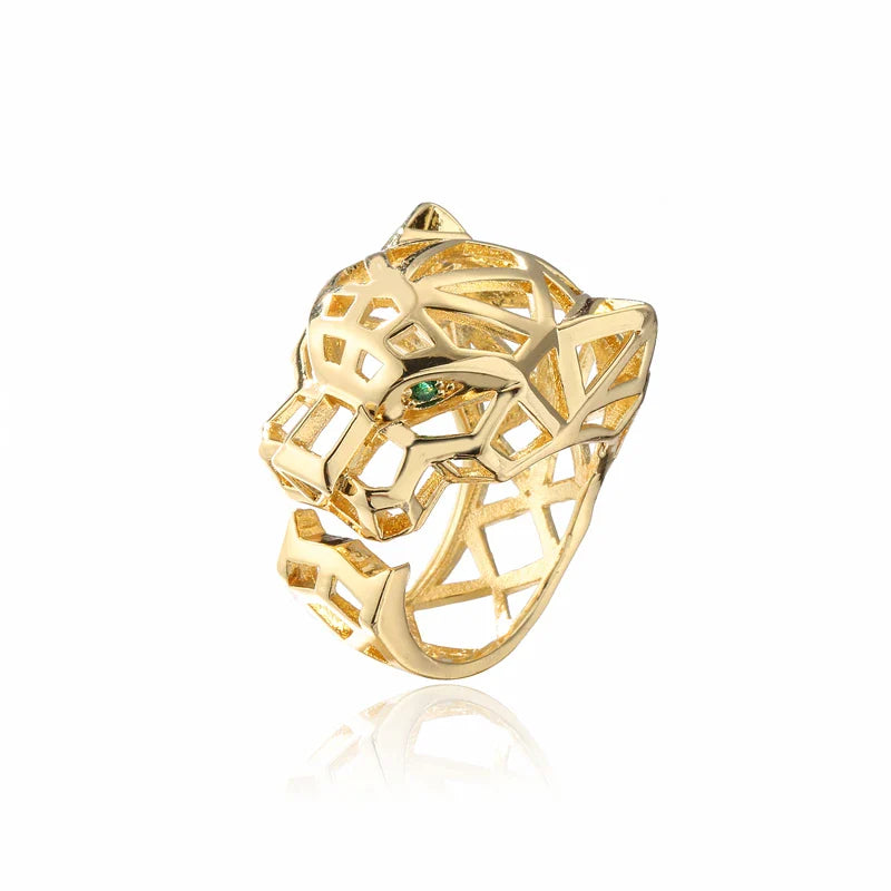2025 New Fashion Statement Big Animal Ring For Women Girl Party Jewelry Gold Color Hollow Leopard Open Ring Wholesale Vera Lux