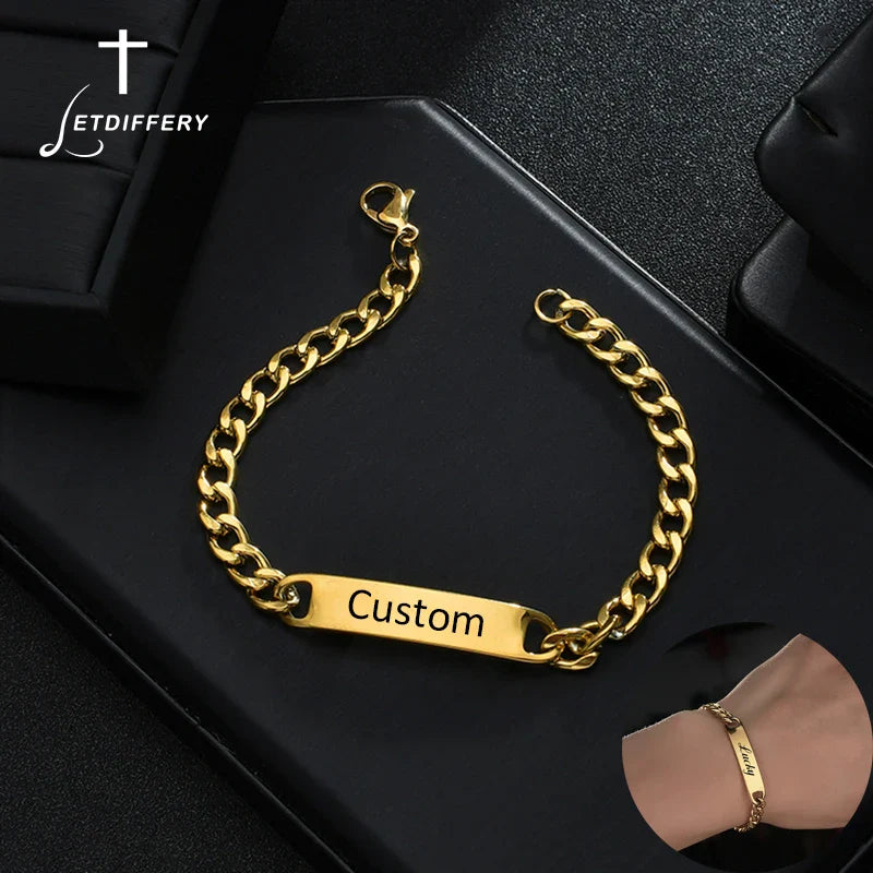 Letdiffery Personalized Eyes Photo Bracelets Stainless Steel Custom Laser Engrave Picture Name Date Men Women Kids Bracelet Gift Vera Lux