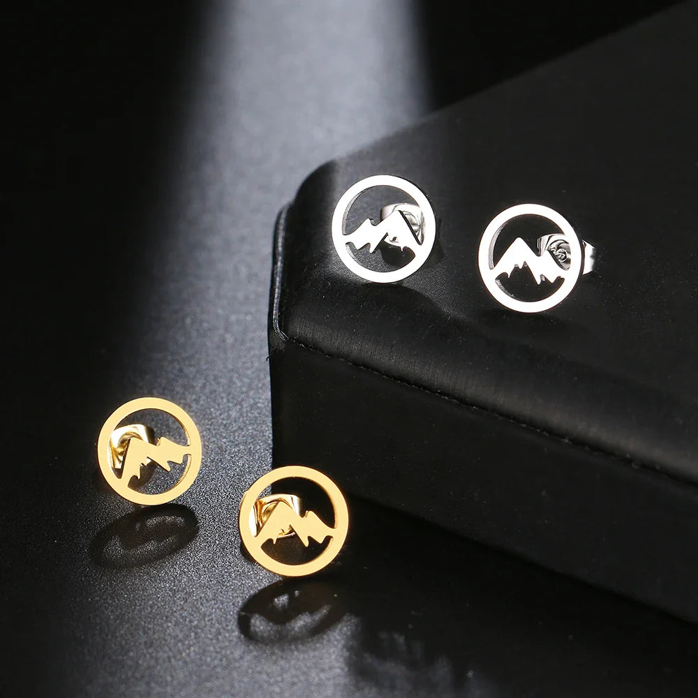 Stainless Steel Earrings Contour Mountain Fashion Stud Earrings Classic Simple Earrings For Women 2022 Jewelry Wedding Party NEW Vera Lux