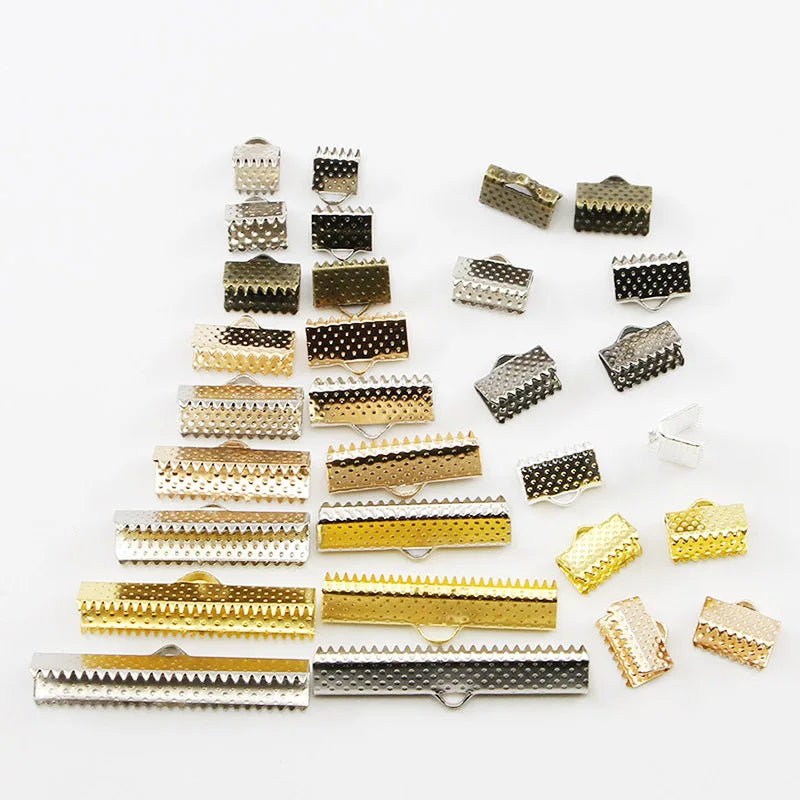 50pcs/lot Crimp Beads Cove Clasps Cord Leather Clip Necklace Bracelet Connectors End Caps For DIY Jewelry Findings Supplies Vera Lux