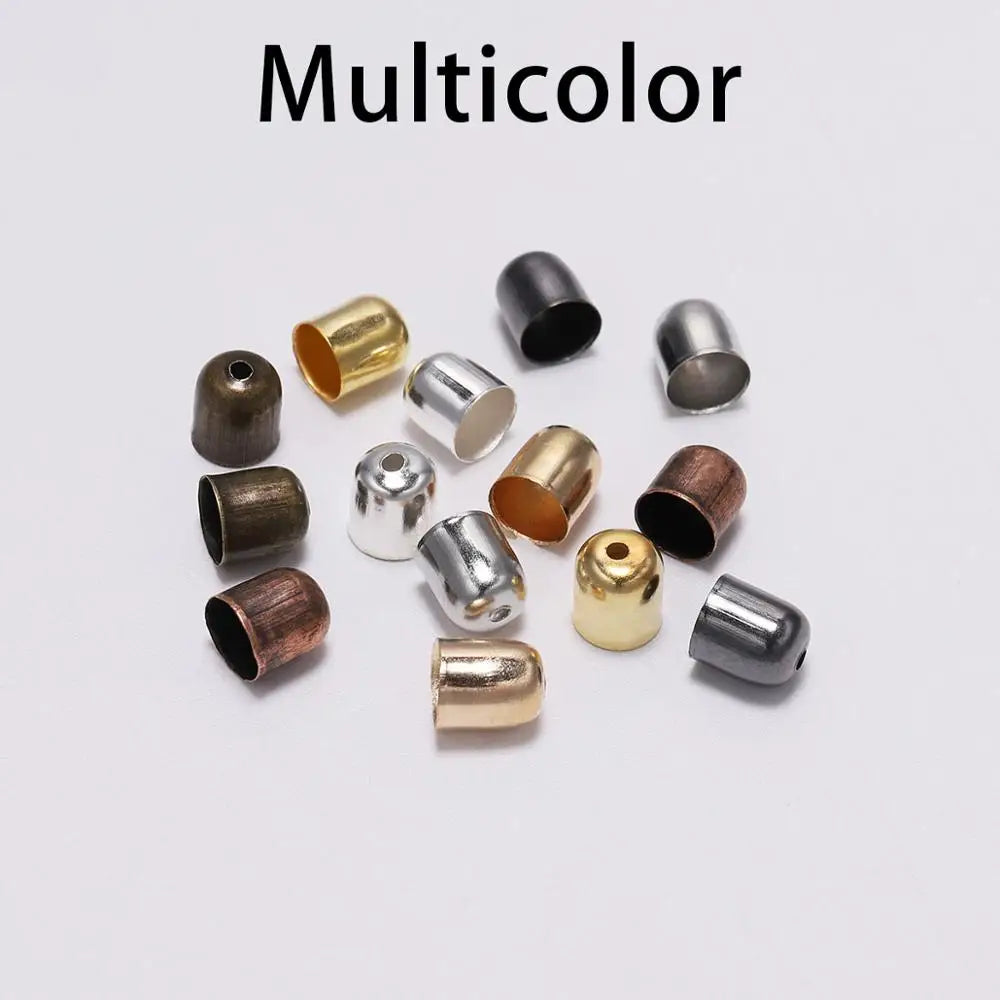 50-100pcs/lot Crimp End Caps Leather Cords End Tip Beads Caps Fit 4 -12mm Clasps For DIY Jewelry Making Findings Supplies Vera Lux