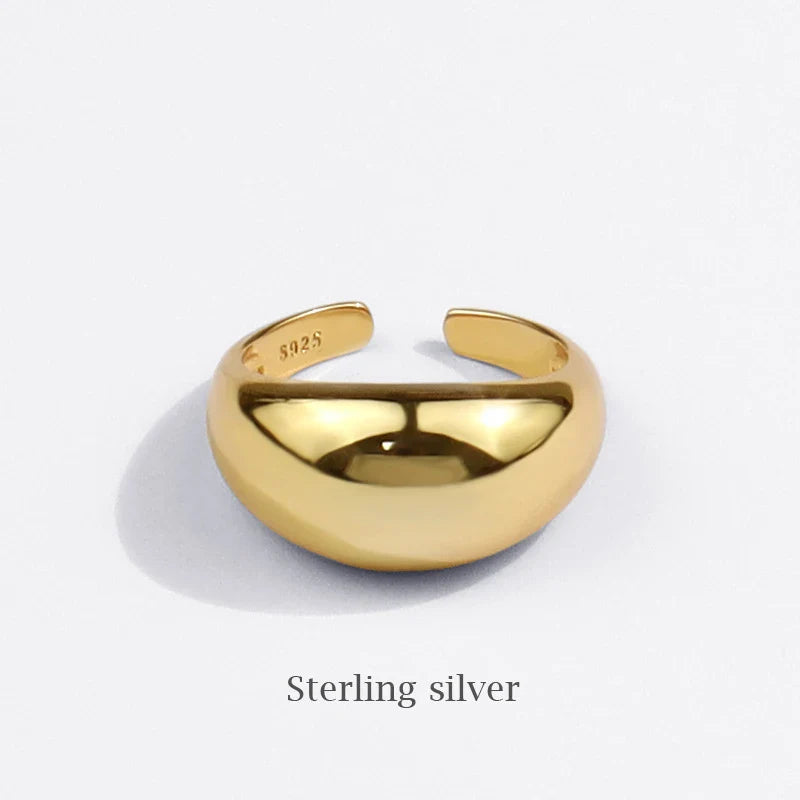 VENTFILLE 925 Sterling Silver Ring for Women Men Smooth Geometric Finger Ring Adjustable Party Jewelry Wholesale Vera Lux