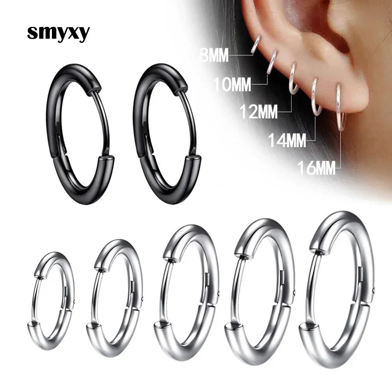 1 pair Women/Man Stainless Steel Small Hoops Earring Piercing Ear Cartilage Tragus Simple Thin Circle Anti-allergic Ear Buckle Vera Lux