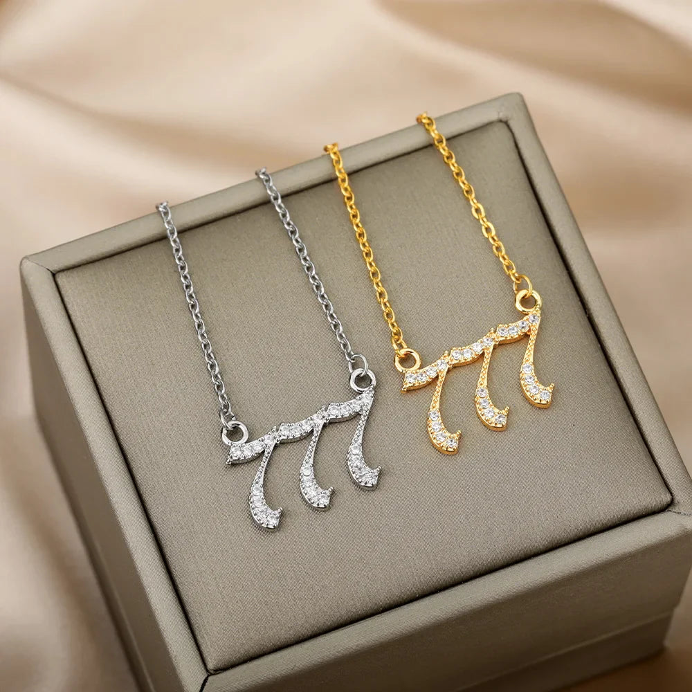 Zircon Angel Number Necklaces 111 222 333 444 555 666 777 888 999 Stainless Steel Necklace For Women Devil Choker Trend Jewelry Vera Lux