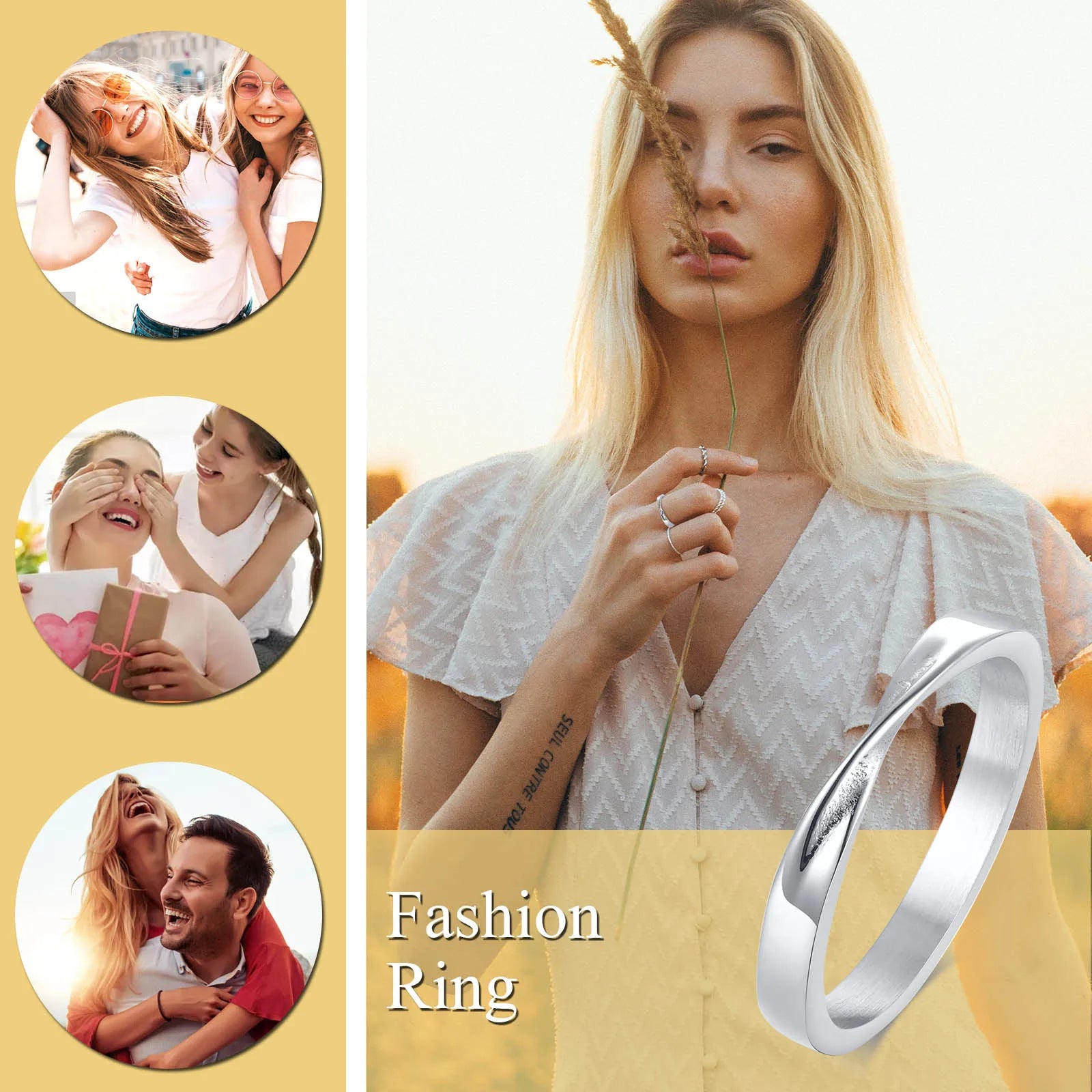Mobius Wedding Ring for Women, Stainless Steel Dainty Endless Twist Knot, Infinity Promise Engagement Ring Vera Lux