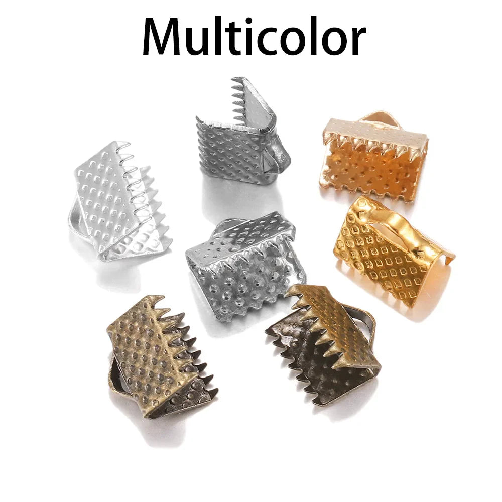 50pcs/lot Crimp Beads Cove Clasps Cord Leather Clip Necklace Bracelet Connectors End Caps For DIY Jewelry Findings Supplies Vera Lux