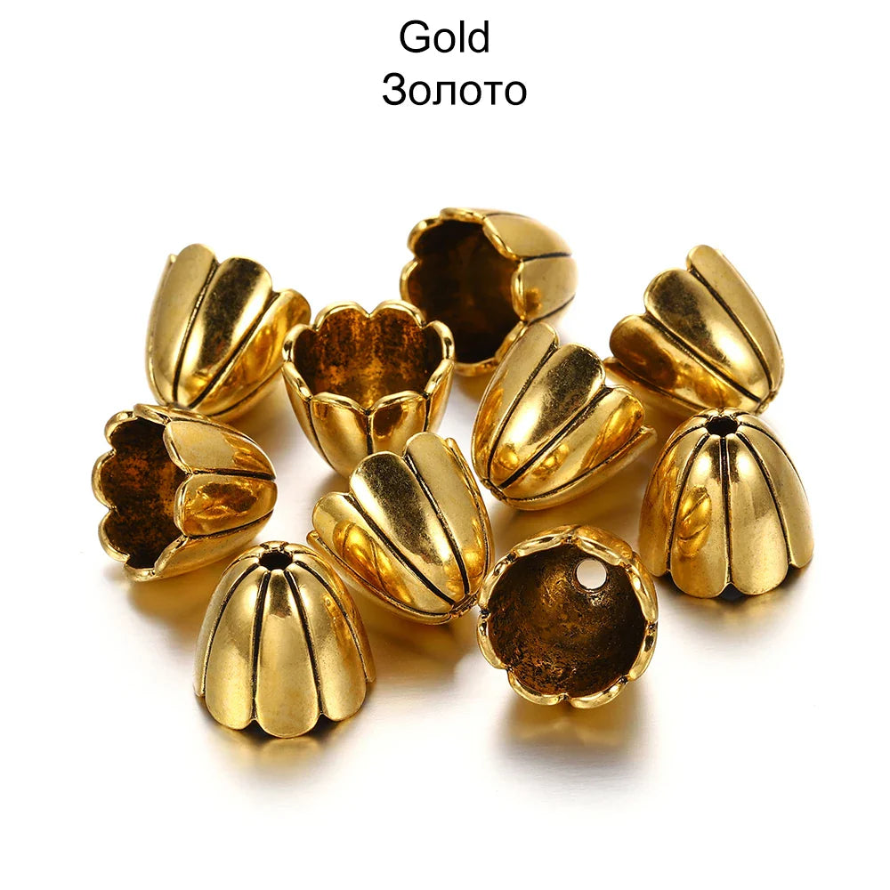 2pcs/lot Alloy Beads Caps Mixed Hollow Flower Necklace Earrings End Beads Cap Connectors For DIY Jewelry Making Accessroies Vera Lux