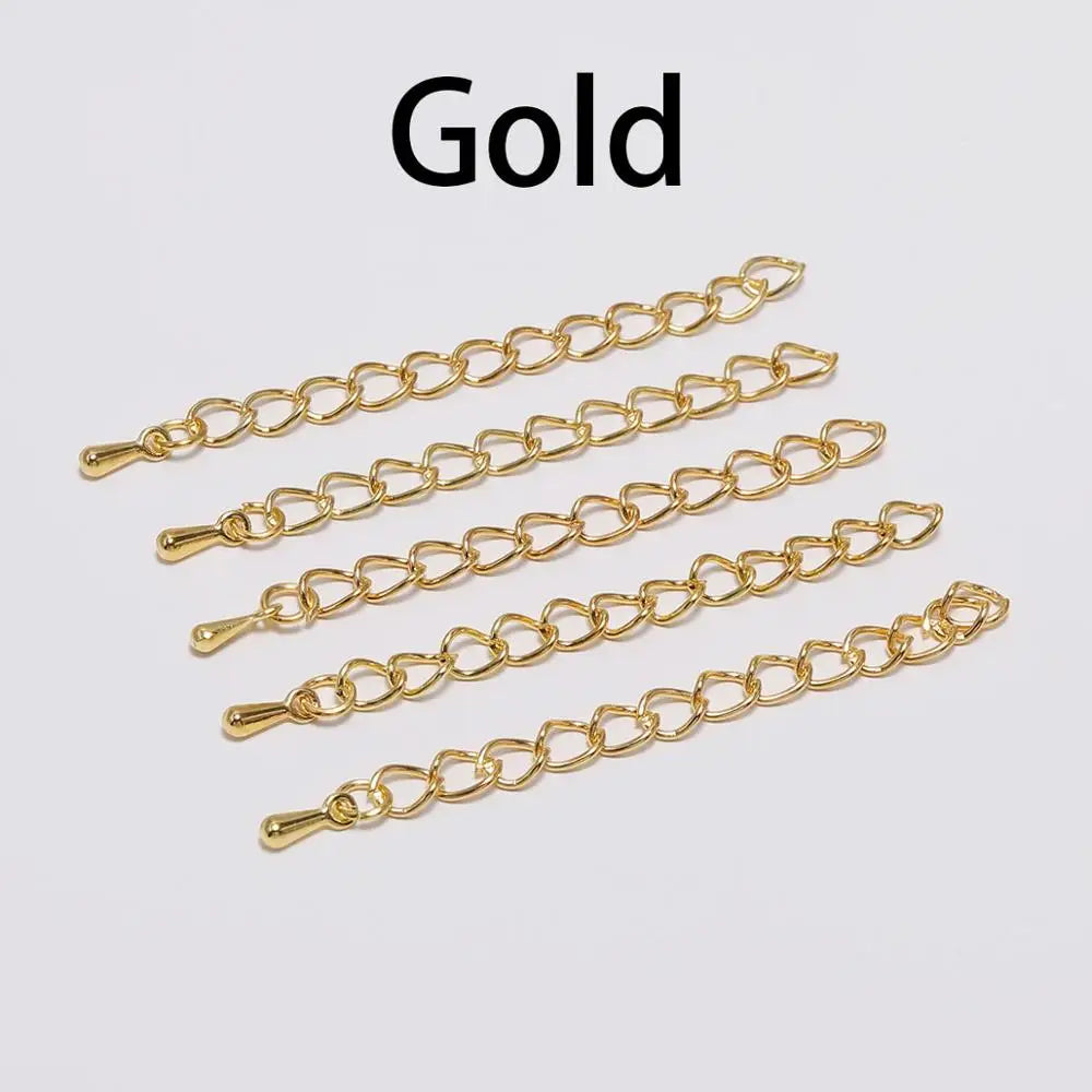 20pcs/lot 50-70mm Extended Extension Tail Chain Connectors Water Drop End Beads For DIY Jewelry Making Bracelet Necklace Vera Lux