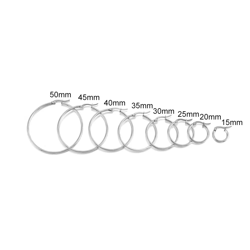 10pcs Black Open Earrings Circle Stainless Steel Earring Hooks 15-50mm Loop Base Ear Ring for DIY Jewelry Making Findings Vera Lux