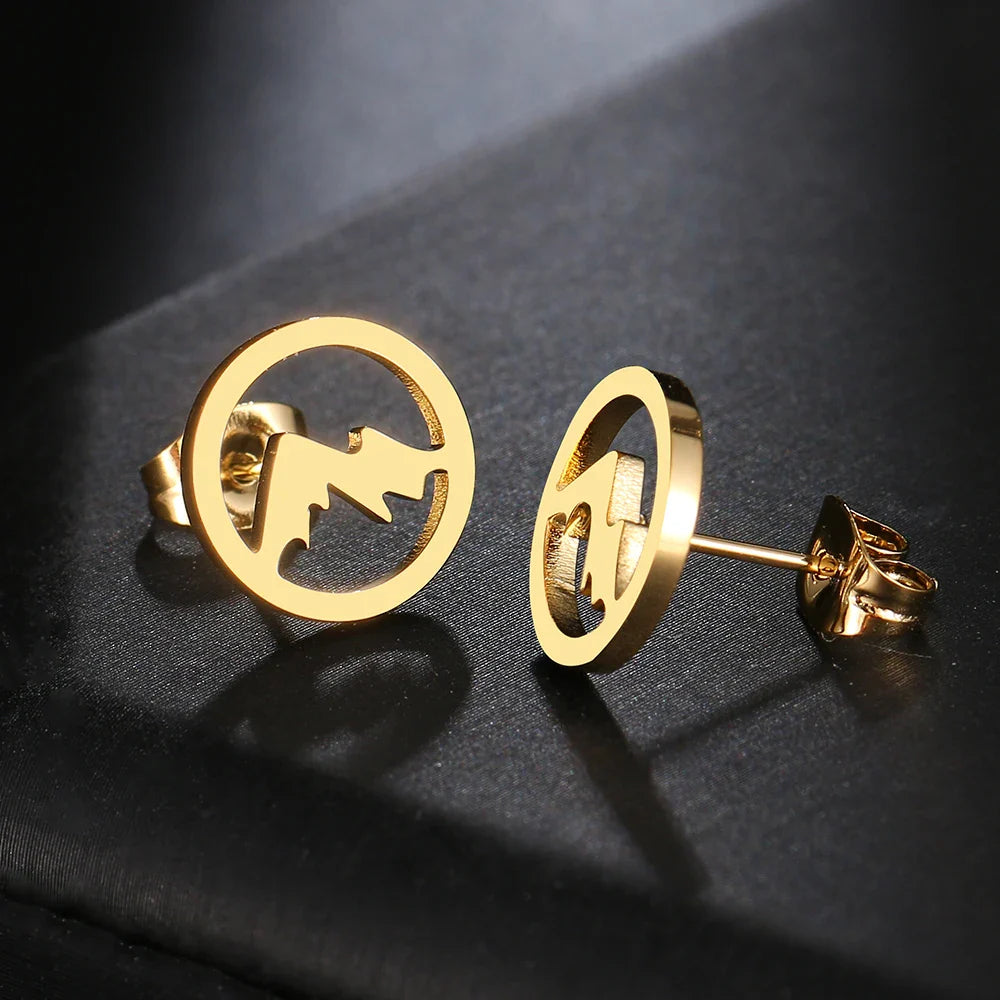 Stainless Steel Earrings Contour Mountain Fashion Stud Earrings Classic Simple Earrings For Women 2022 Jewelry Wedding Party NEW Vera Lux