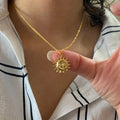 Bohemian Moon and Sun Face Pendant Necklaces Golden Minimalist Layered Coin Necklace For Women Men Jewelry Friendship Gift BFF Vera Lux