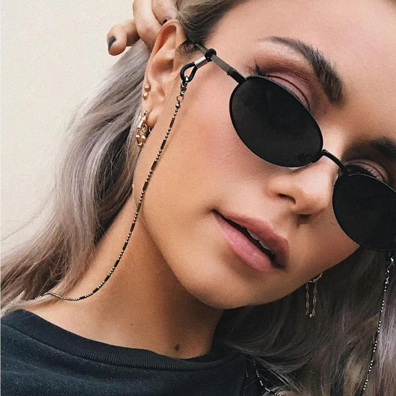 JWER Fashion Woman Sunglasses Chain Cylinder Bead Chain Anti-Falling Glasses Eyeglasses Cord Necklace Mask Chain for Women Gifts Vera Lux