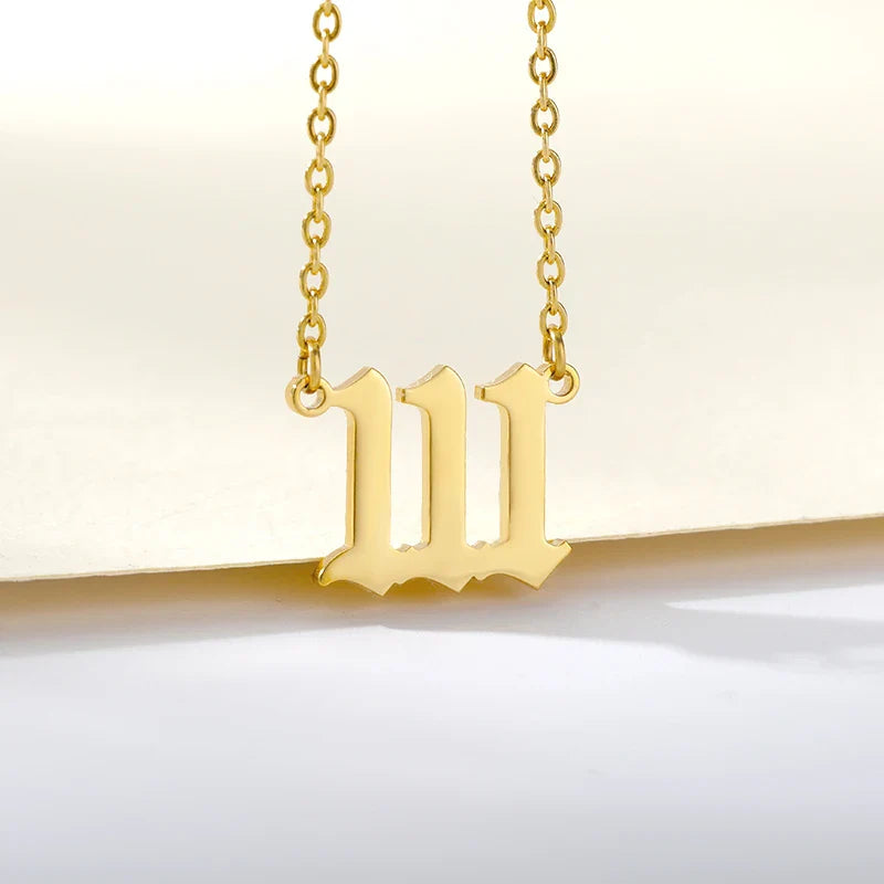 777 Angel Number Necklaces For Women Stainless Steel Couple Necklace Goth Chains Collar Choker Vintage Jewelry Aesthetic Vera Lux