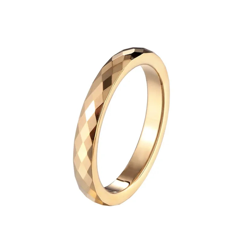 3mm Stainless Steel Multi-Faceted Comfort fit Ring Wedding Band for Women Men Size 4-10 Vera Lux