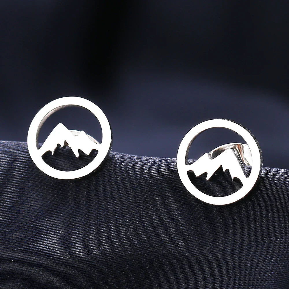 Stainless Steel Earrings Contour Mountain Fashion Stud Earrings Classic Simple Earrings For Women 2022 Jewelry Wedding Party NEW Vera Lux