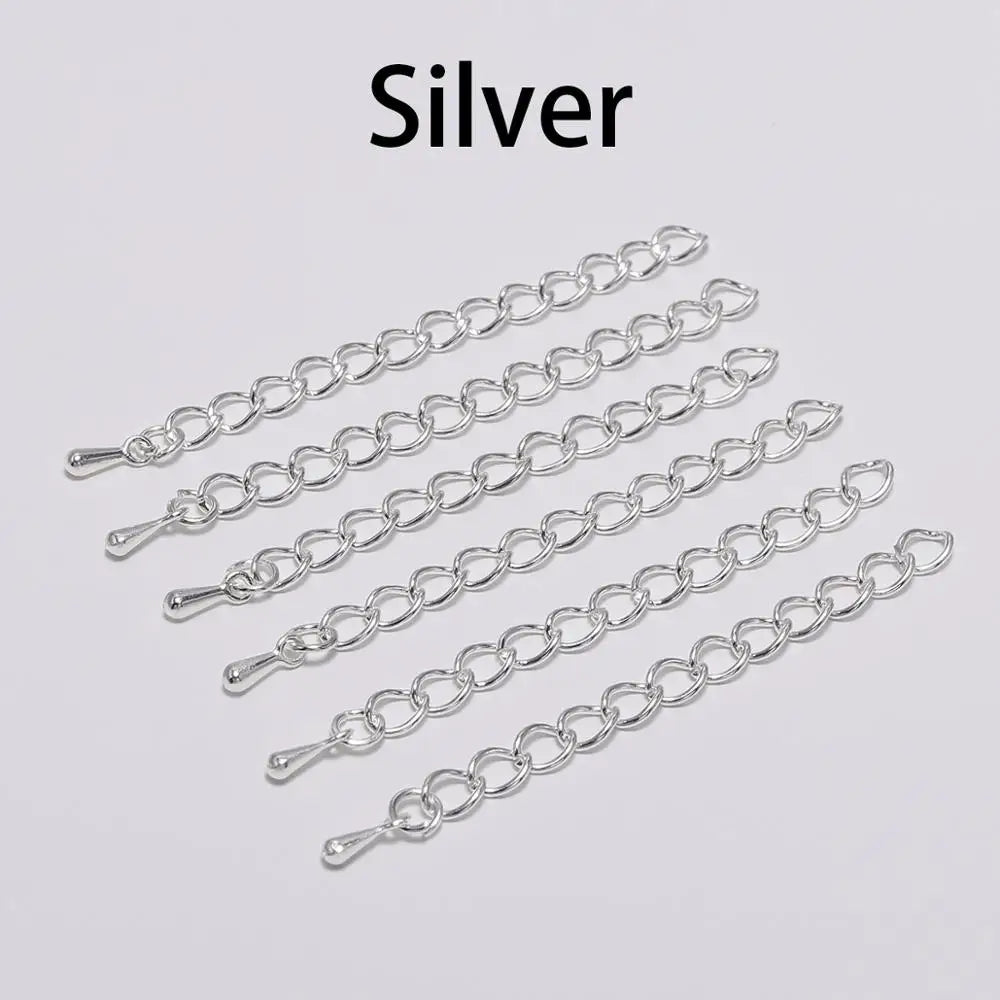 20pcs/lot 50-70mm Extended Extension Tail Chain Connectors Water Drop End Beads For DIY Jewelry Making Bracelet Necklace Vera Lux