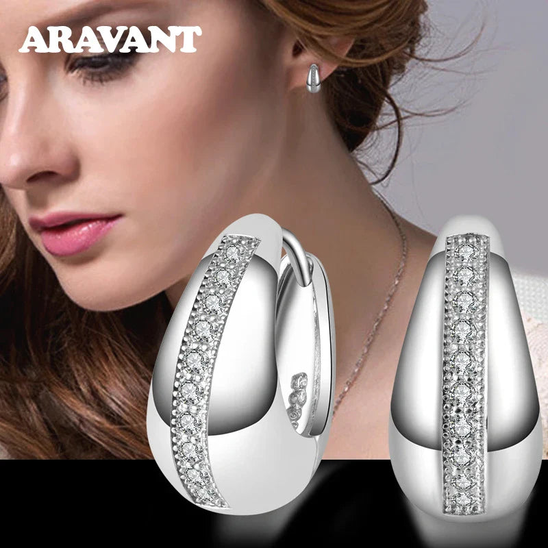 Real 925 Sterling Silver 18mm Small Hoop Earrings For Women Wedding Jewelry Gift Vera Lux