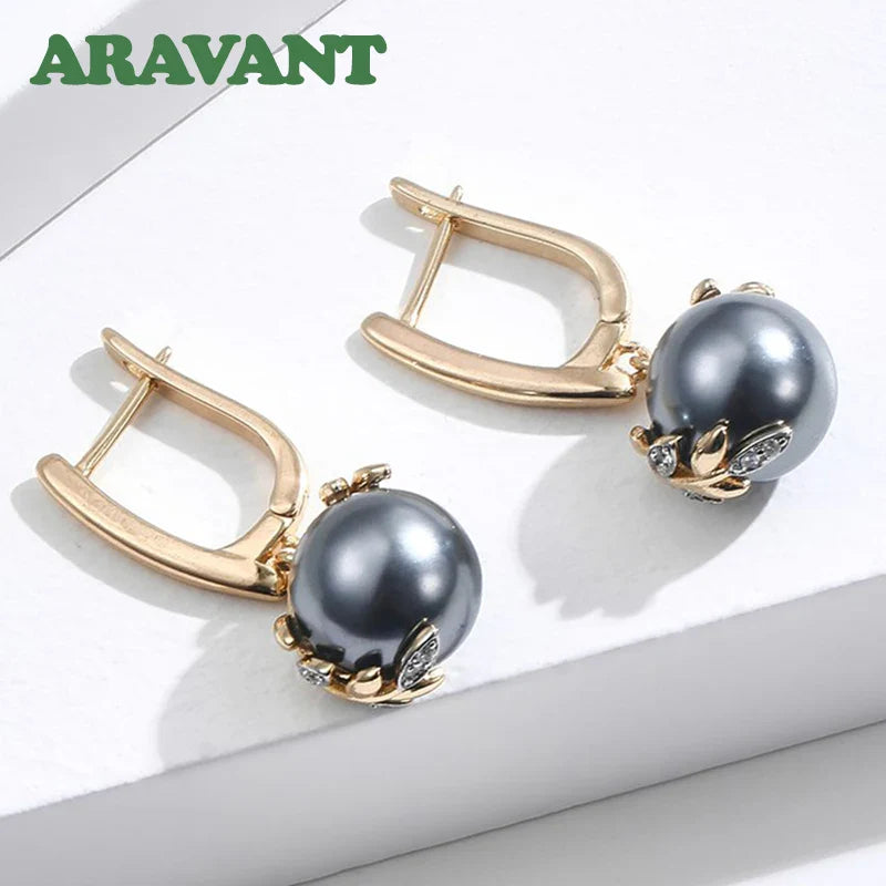 925 Silver 18K Gold Black Pearl Long Dangle Earring For Women Fashion Jewelry Gift Vera Lux