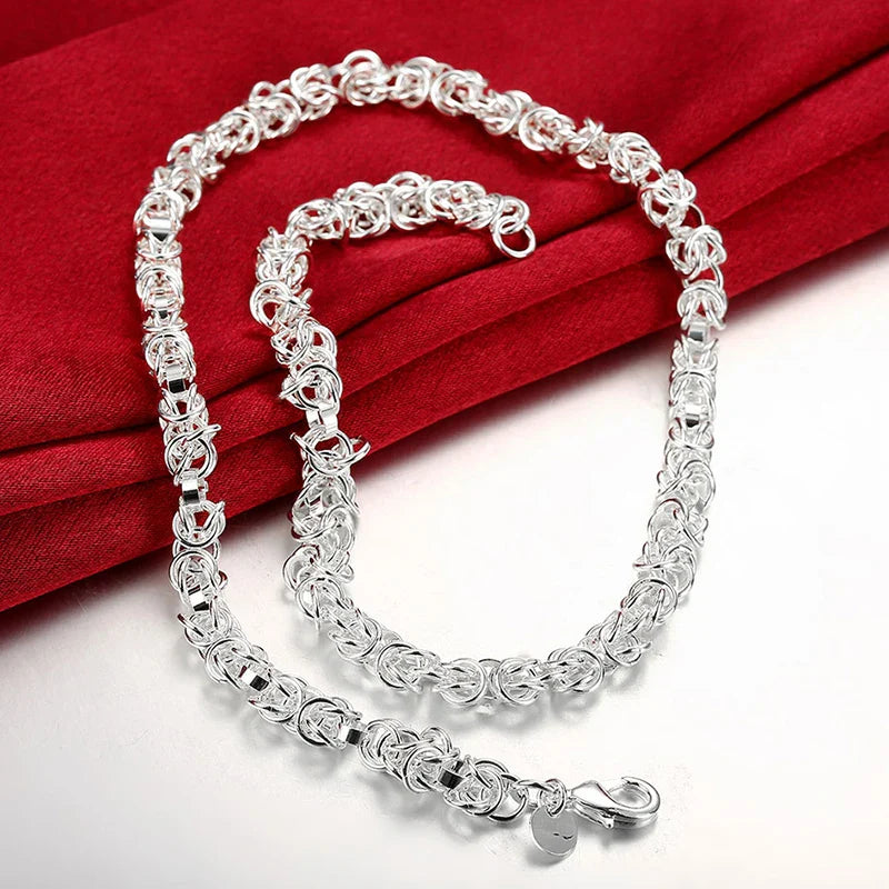 Aravant 925 Silver 7mm Link Chain Necklace Bracelet Set For Women Fashion Jewelry Vera Lux