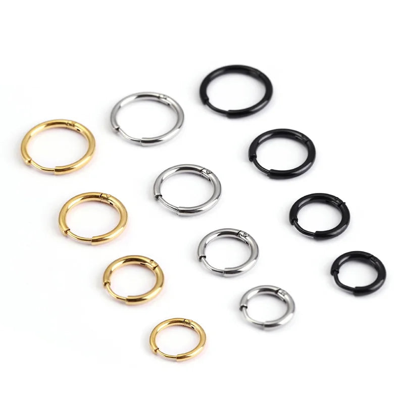 1 pair Women/Man Stainless Steel Small Hoops Earring Piercing Ear Cartilage Tragus Simple Thin Circle Anti-allergic Ear Buckle Vera Lux