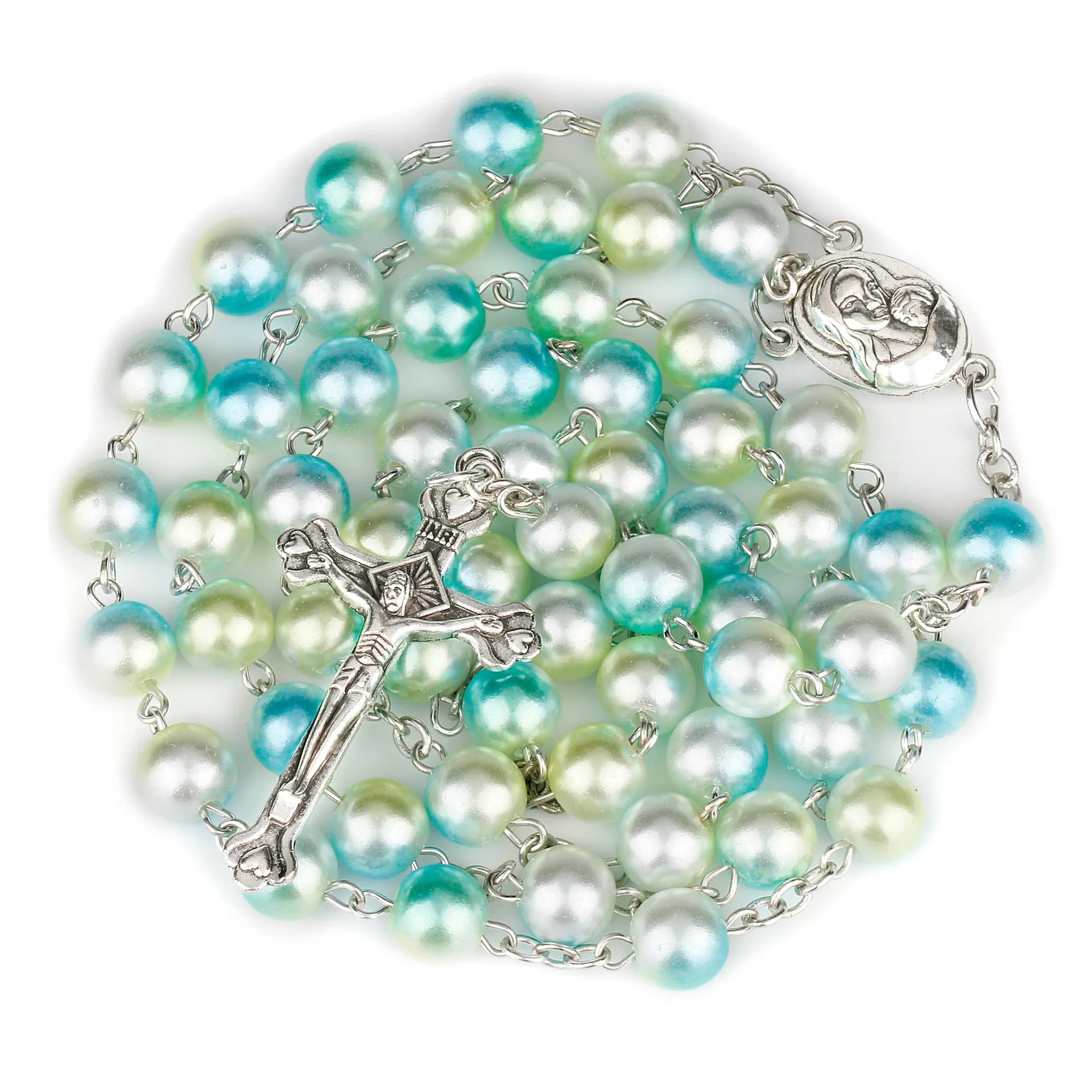 12 colors Religion Rosary necklace For Women Christian Virgin Mary Jesus Cross pendant Long beads chains Fashion Jewelry Gift Vera Lux