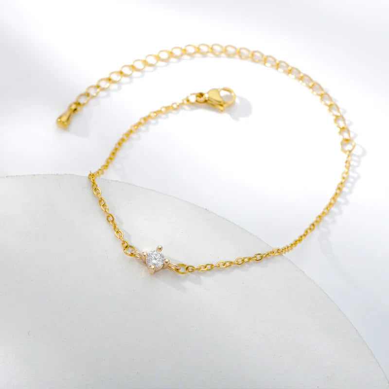 Single Zircon Circle Bead Bracelets For Women Stainless Steel Bracelet Summer Jewelry Couple Friends Accessories Gift 2023 Vera Lux