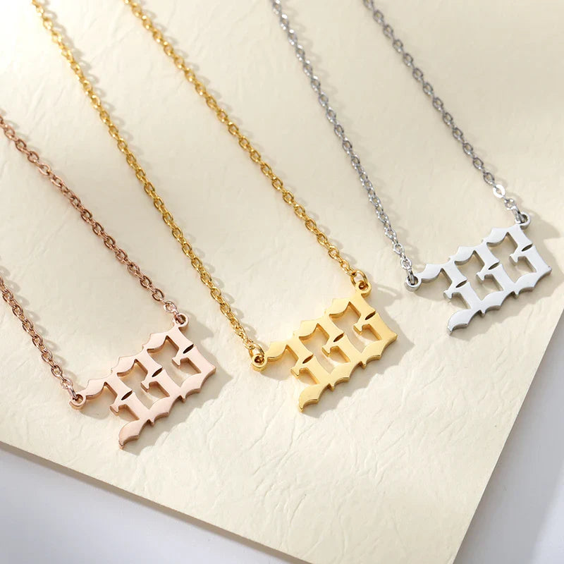 777 Angel Number Necklaces For Women Stainless Steel Couple Necklace Goth Chains Collar Choker Vintage Jewelry Aesthetic Vera Lux