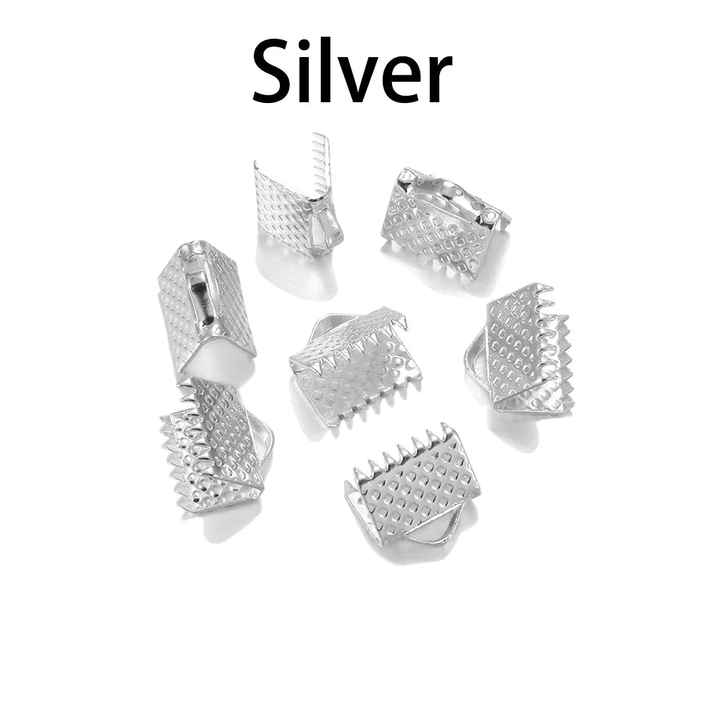 50pcs/lot Crimp Beads Cove Clasps Cord Leather Clip Necklace Bracelet Connectors End Caps For DIY Jewelry Findings Supplies Vera Lux
