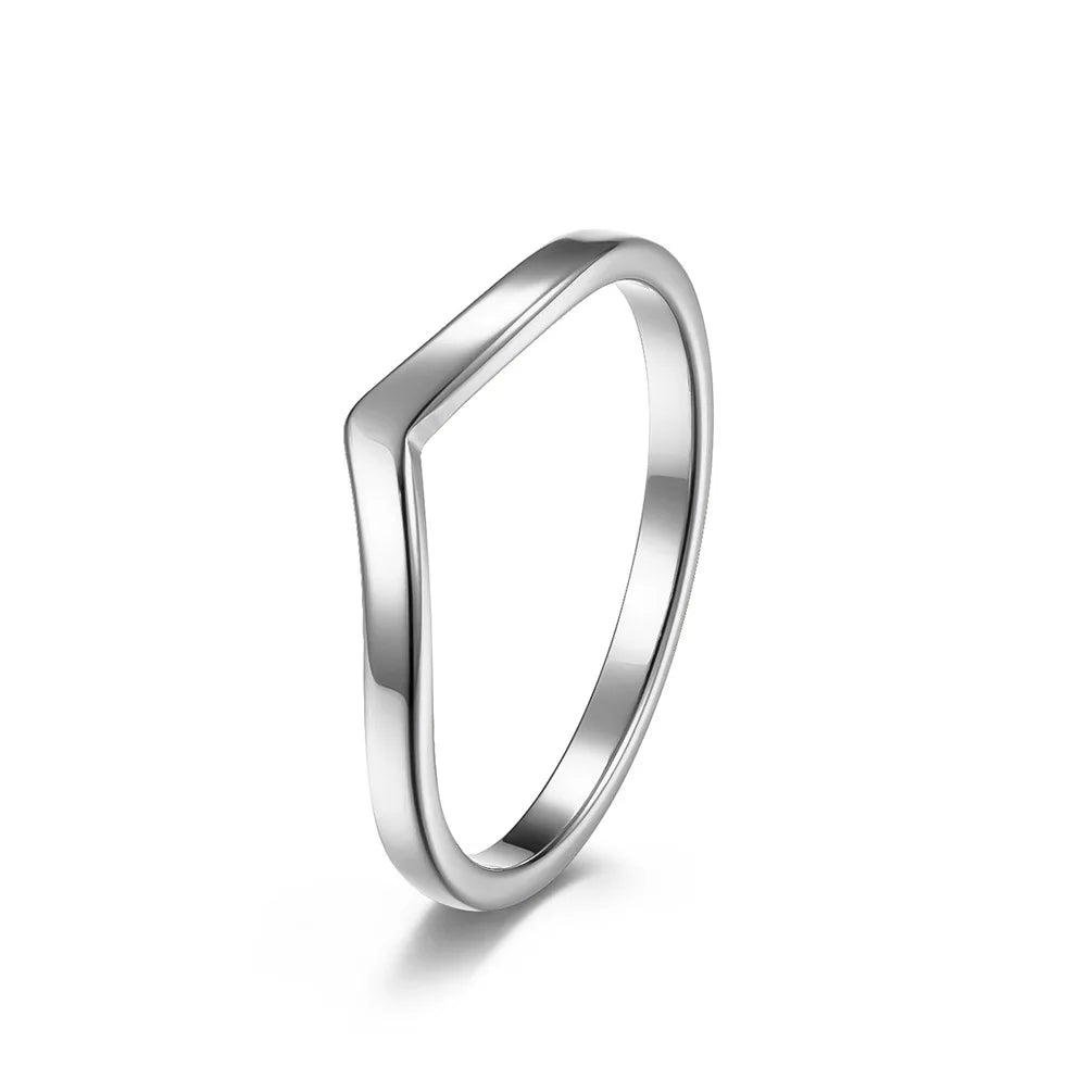 2mm Thin V Shape Stackable Ring Stainless Steel Plain Polished Band for Women Girl Size 5-10 Vera Lux