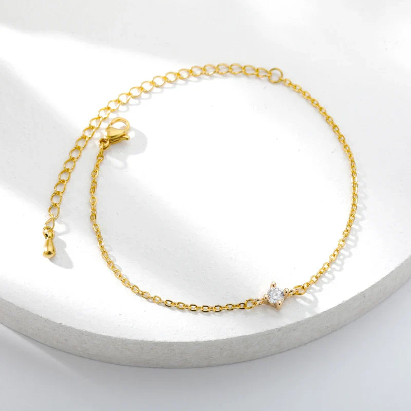 Single Zircon Circle Bead Bracelets For Women Stainless Steel Bracelet Summer Jewelry Couple Friends Accessories Gift 2023 Vera Lux