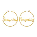 Sipuris Stainless Steel Personalized Customize Name Hoop Earrings Jewelry For Women Girls Circle Earring Fashion 30-60 MM Vera Lux