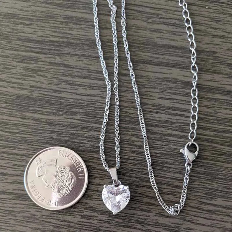 Heart Necklaces For Women Stainless Steel Gold Plated Chain Zircon Heart Pendant Choker Necklace Wedding Boho Jewelry Gift Femme Vera Lux