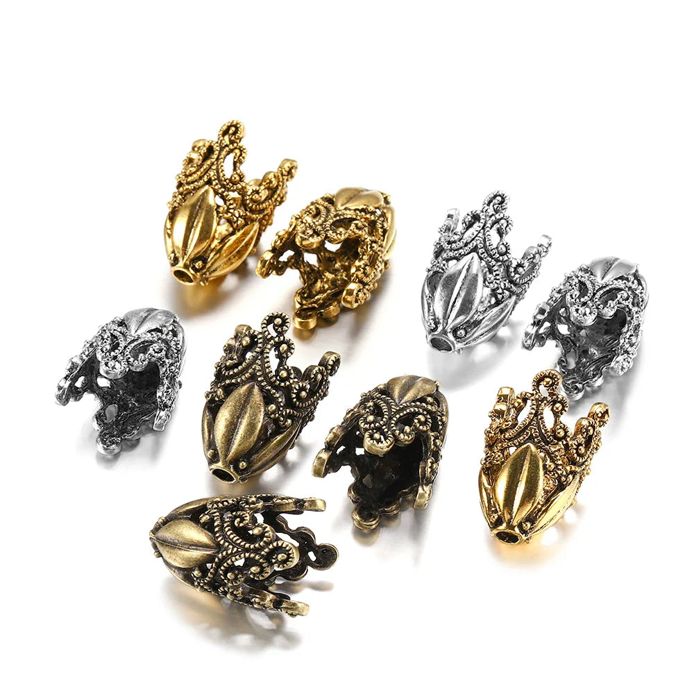 2pcs/lot Alloy Beads Caps Mixed Hollow Flower Necklace Earrings End Beads Cap Connectors For DIY Jewelry Making Accessroies Vera Lux