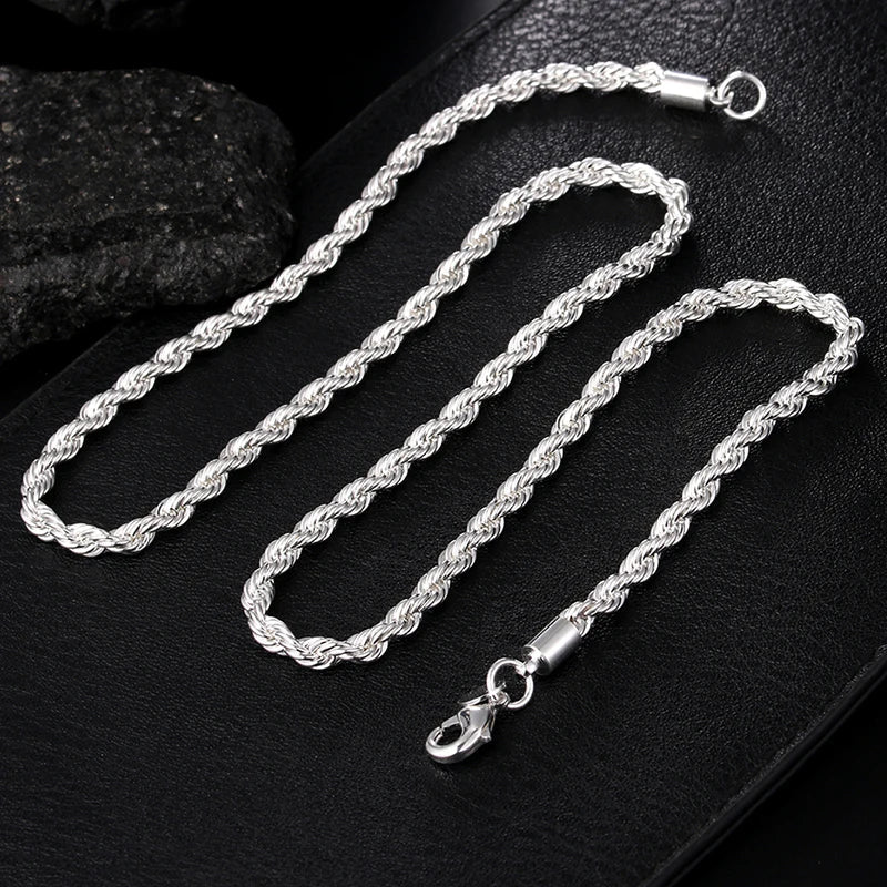 Aravant 925 Silver 4MM Twist Snake Chain Necklace For Women Fashion Jewelry Vera Lux
