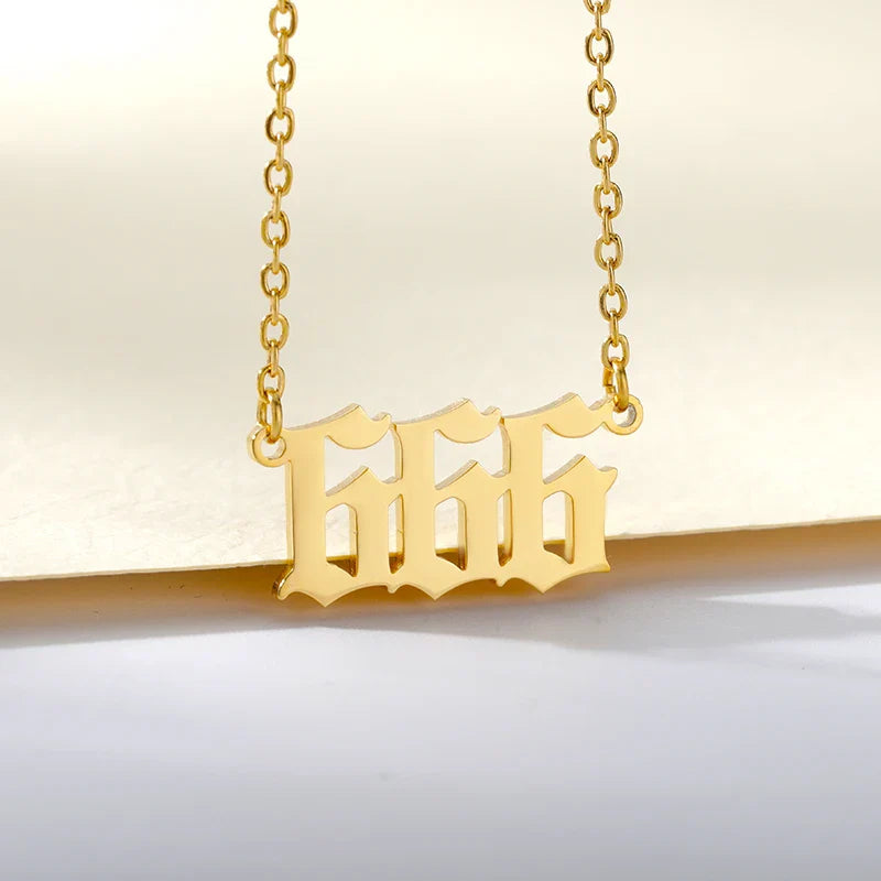 777 Angel Number Necklaces For Women Stainless Steel Couple Necklace Goth Chains Collar Choker Vintage Jewelry Aesthetic Vera Lux